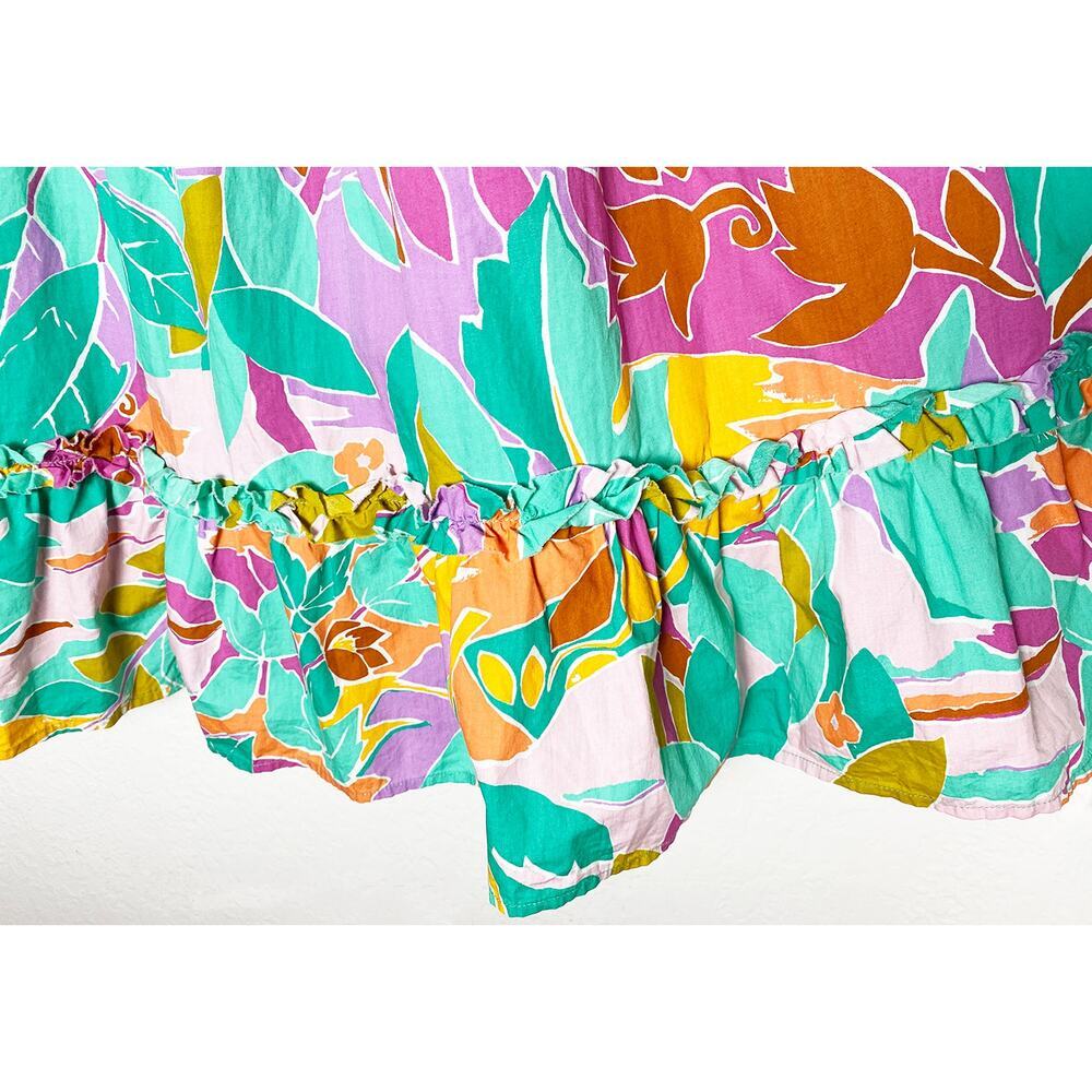 House of Harlow 1960 Women's Tired Ruffle Mini Dress Coltraihe Green Tropical - Picture 7 of 11